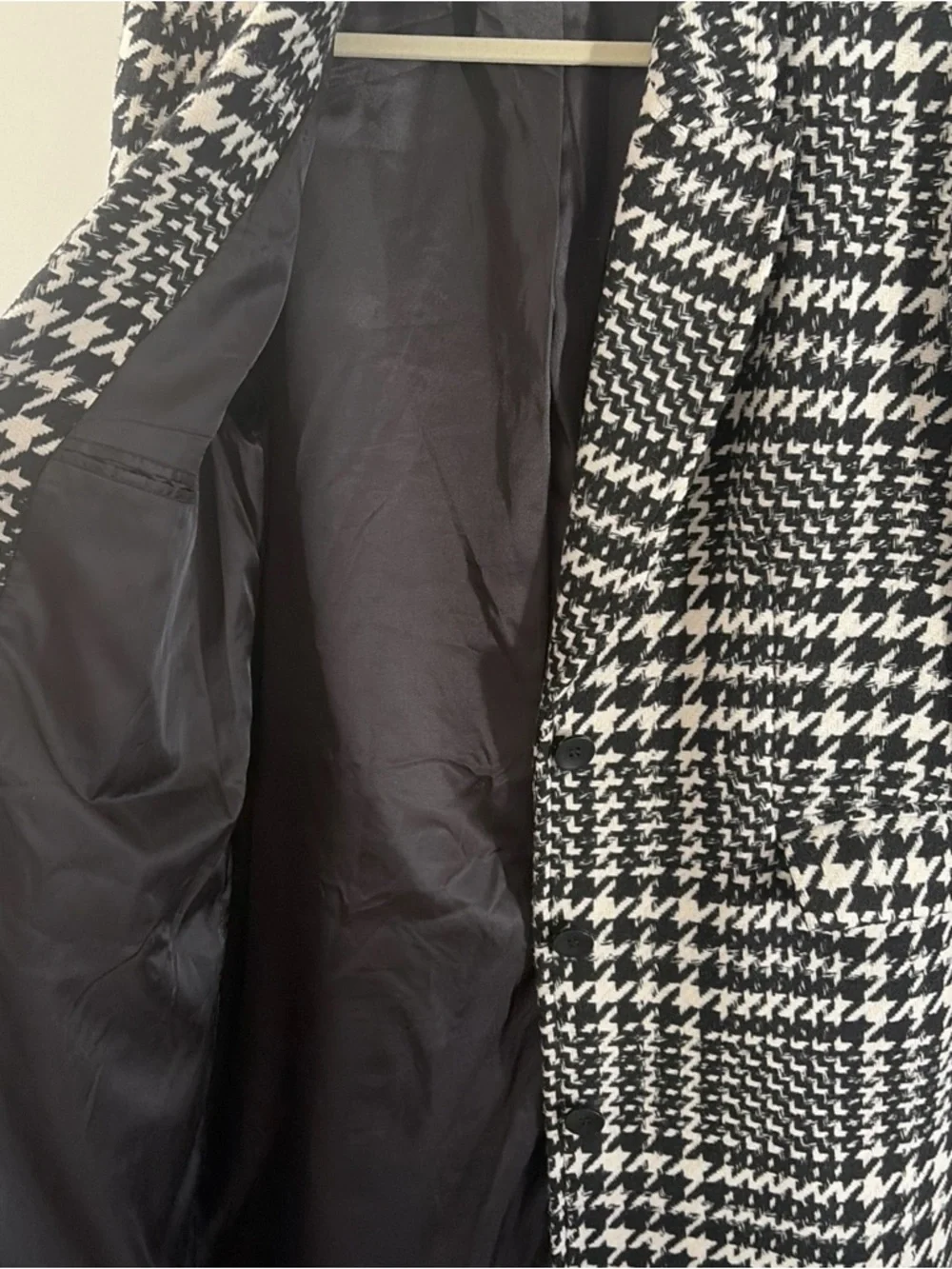 Aqua 100% Exclusive Houndstooth Knee Length Jacket Size Medium - Picture 6 of 9